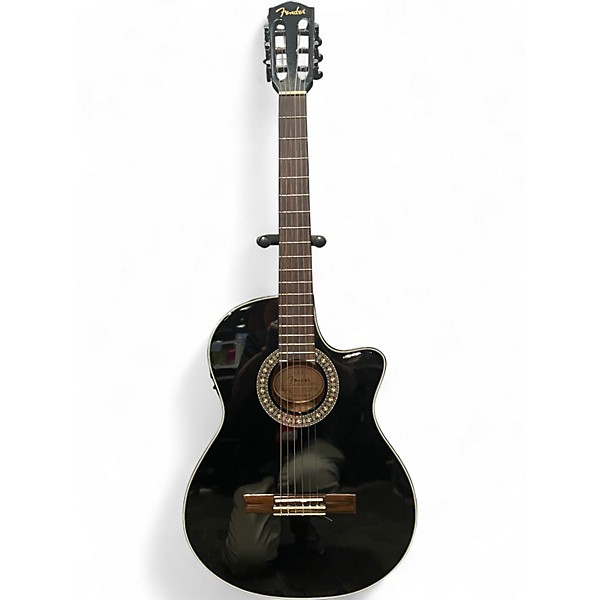 Used Fender CN-240SCE Thinline Black Classical Acoustic Electric Guitar