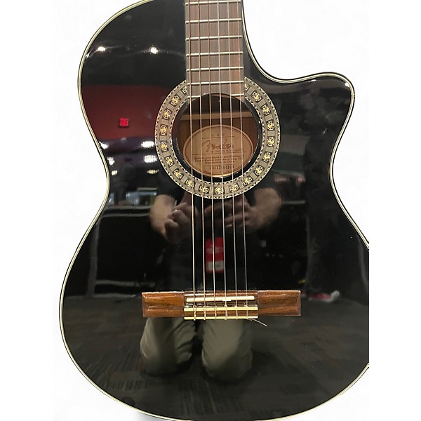 Used Fender CN-240SCE Thinline Black Classical Acoustic Electric Guitar