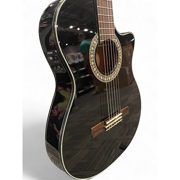 Used Fender CN-240SCE Thinline Black Classical Acoustic Electric Guitar