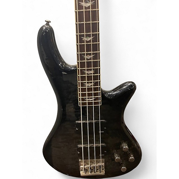 Used Schecter Guitar Research Stiletto Extreme 4 String Trans Charcoal Electric Bass Guitar