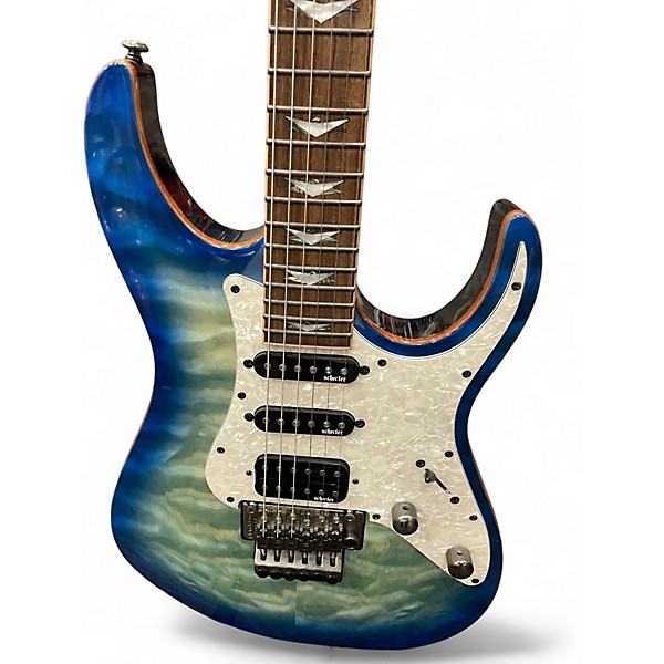 Used Schecter Guitar Research Extreme Banshee Ocean Blue Burst Solid Body Electric Guitar