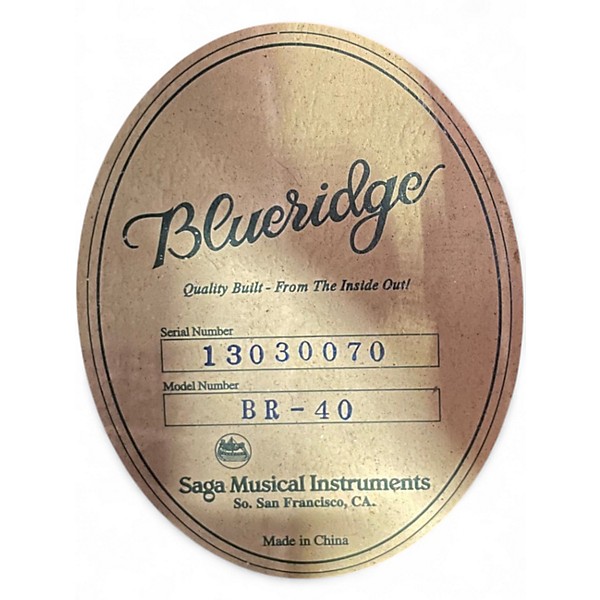 Used Blueridge BR40 Natural Acoustic Guitar