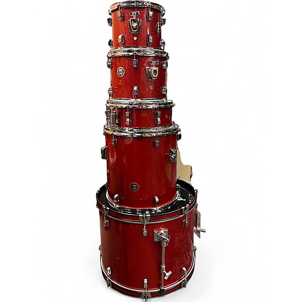 Used Ludwig 5 Piece Accent red Drum Kit