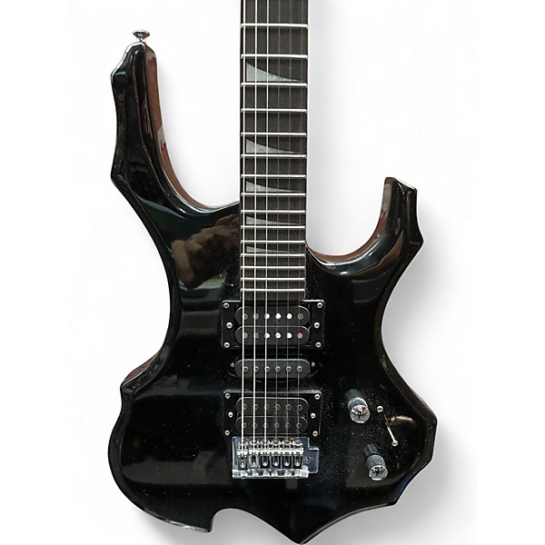 Used Glarry 36inch Burning Fire Black Solid Body Electric Guitar
