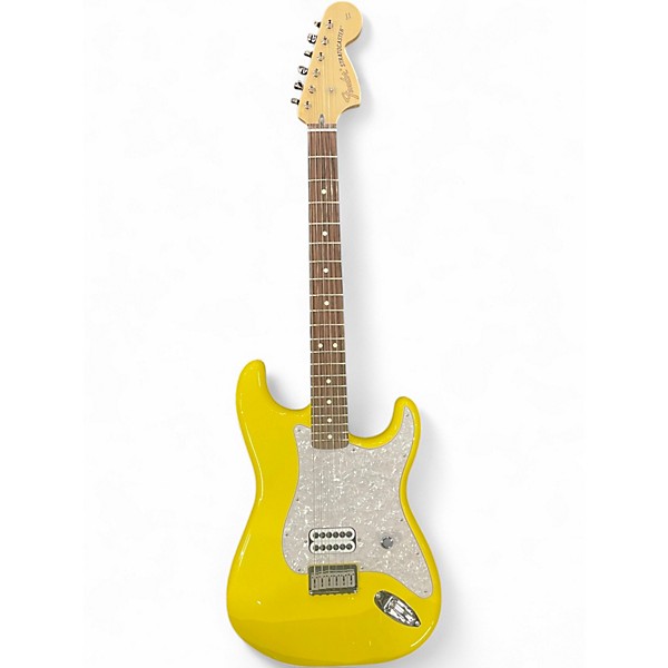 Used Fender Tom Delonge Signature Stratocaster Yellow Solid Body Electric Guitar