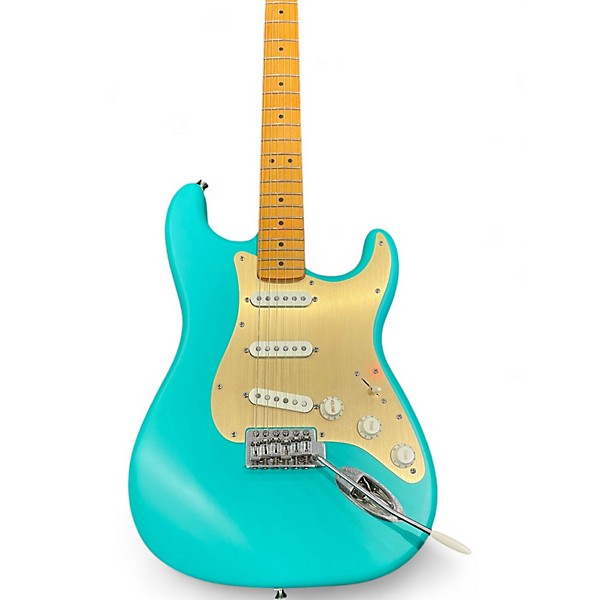 Used Squier 40th Anniversary Vintage Stratocaster Satin Seafoam Green Solid Body Electric Guitar