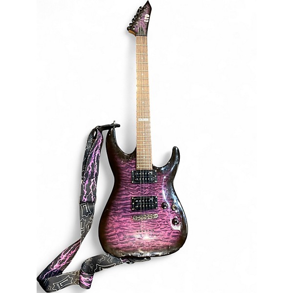 Used ESP MH100QMNT Trans Purple Solid Body Electric Guitar