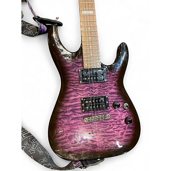 Used ESP MH100QMNT Trans Purple Solid Body Electric Guitar