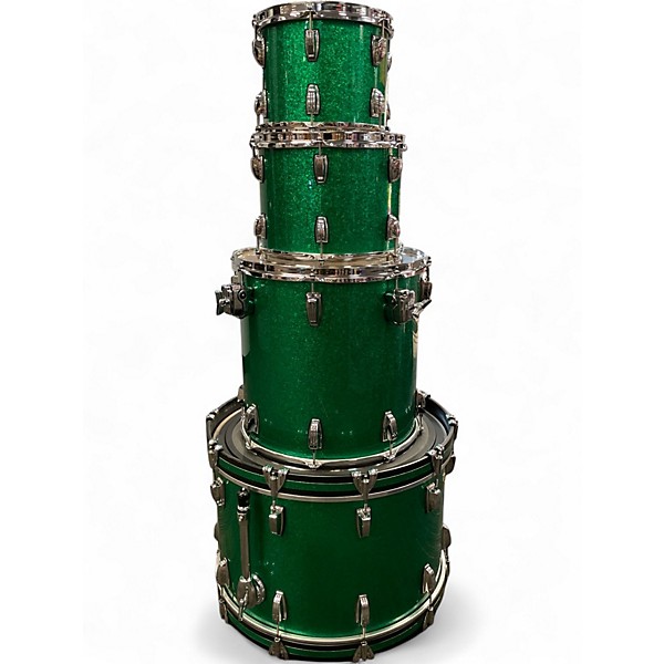 Used Ludwig 4 Piece Classic Maple GREEN SPARKLE Drum Kit