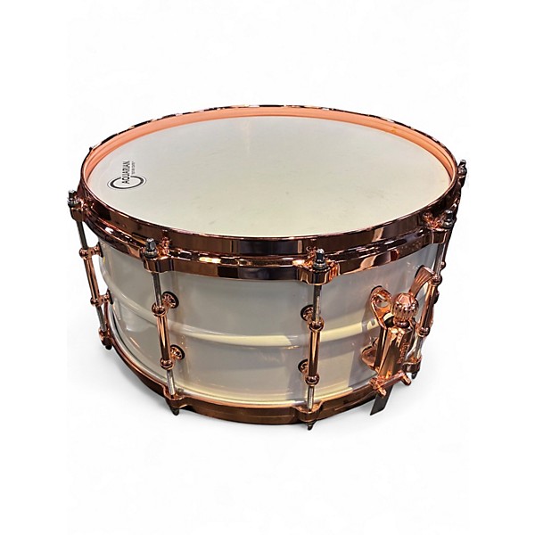 Used Ludwig 6.5in Polar-Phonic Brass Snare Drum With Copper Hardware Polar White Drum