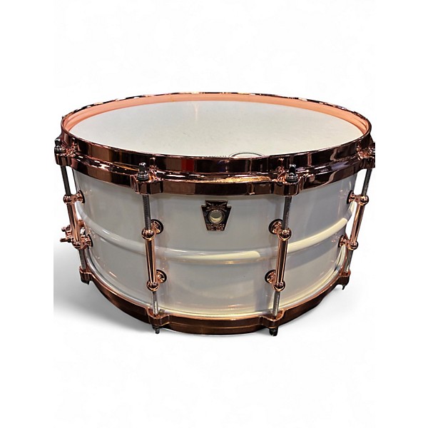 Used Ludwig 6.5in Polar-Phonic Brass Snare Drum With Copper Hardware Polar White Drum