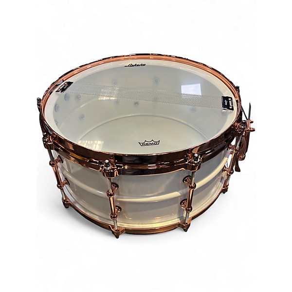 Used Ludwig 6.5in Polar-Phonic Brass Snare Drum With Copper Hardware Polar White Drum