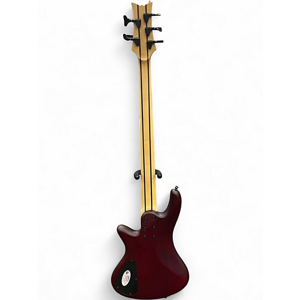 Used Schecter Guitar Research Diamond Passive Custom Active 5 String Trans Red Electric Bass Guitar