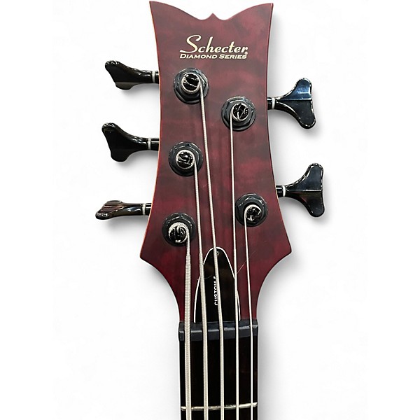 Used Schecter Guitar Research Diamond Passive Custom Active 5 String Trans Red Electric Bass Guitar