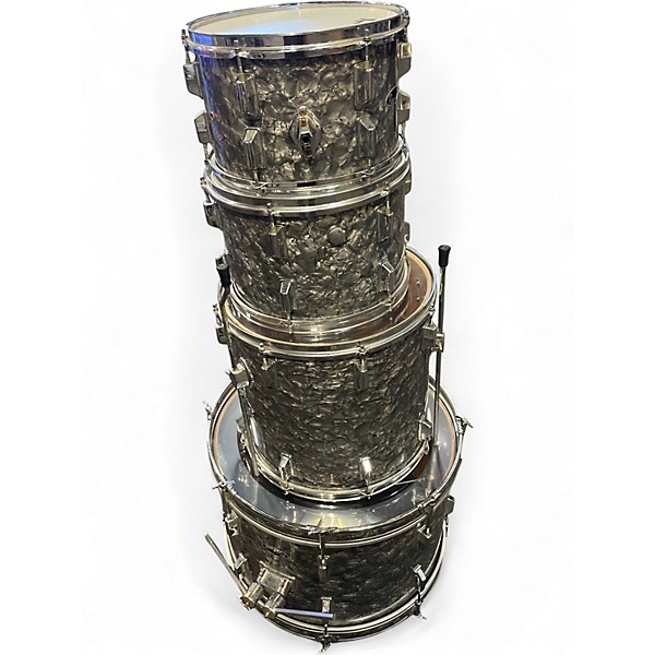 Used Reuther 4 Piece reuther Silver Oyster Pearl Drum Kit