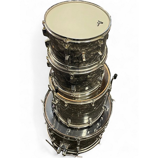 Used Reuther 4 Piece reuther Silver Oyster Pearl Drum Kit