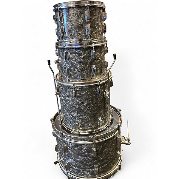 Used Reuther 4 Piece reuther Silver Oyster Pearl Drum Kit