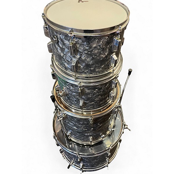 Used Reuther 4 Piece reuther Silver Oyster Pearl Drum Kit