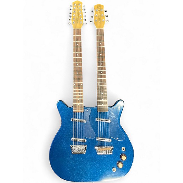 Used 2000s Danelectro 12/6 Doubleneck Blue Hollow Body Electric Guitar