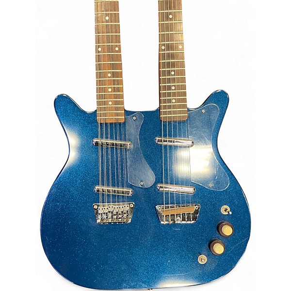 Used 2000s Danelectro 12/6 Doubleneck Blue Hollow Body Electric Guitar