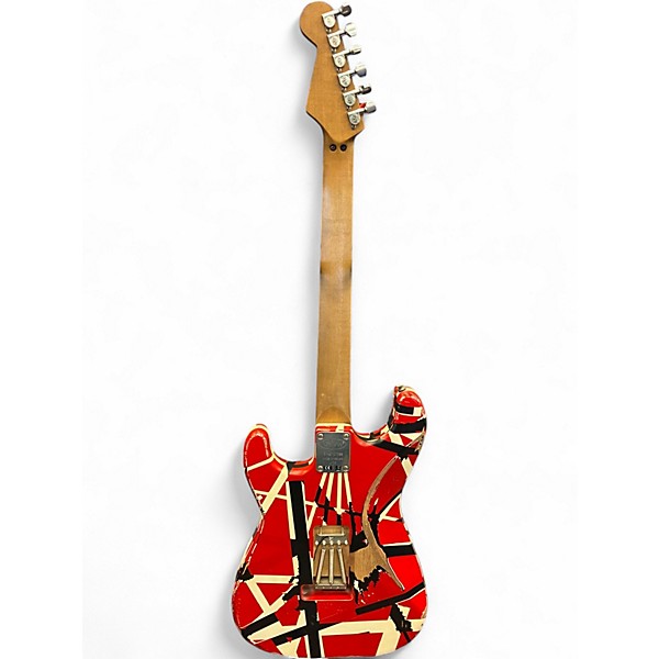 Used 2021 EVH Striped Series Frankie Red with Black and White Stripes Solid Body Electric Guitar