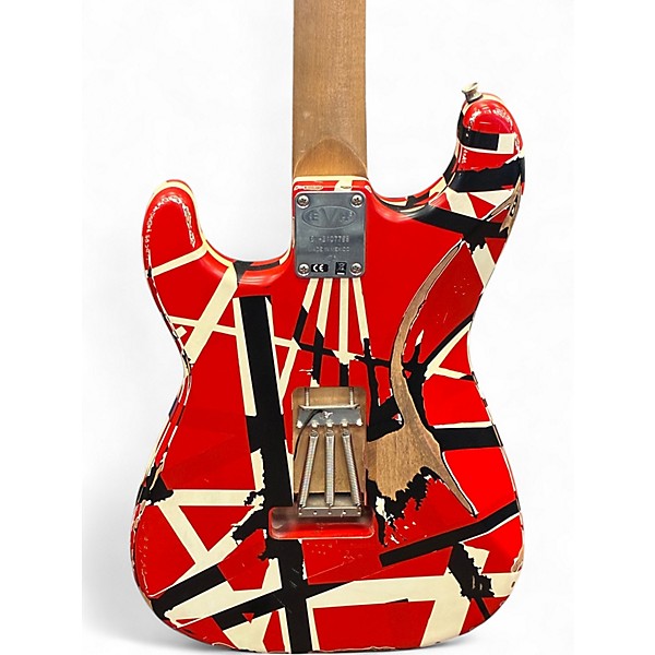 Used 2021 EVH Striped Series Frankie Red with Black and White Stripes Solid Body Electric Guitar