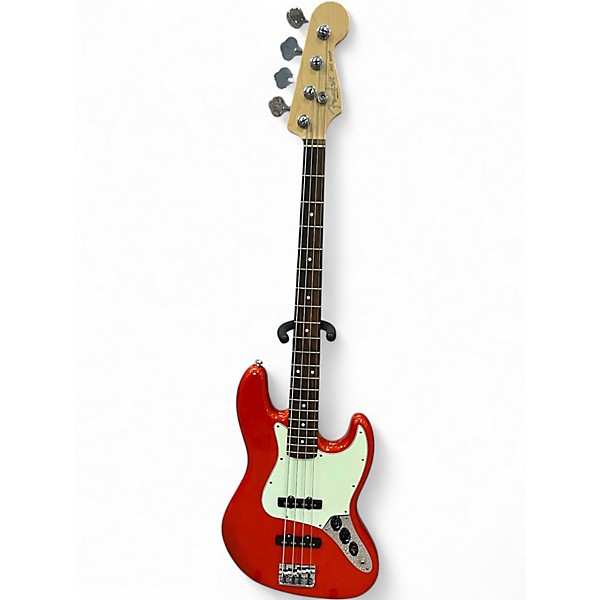 Used Fender American Jazz Bass Sunset Orange Transparent Electric Bass Guitar