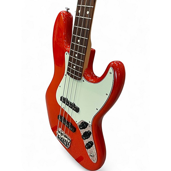 Used Fender American Jazz Bass Sunset Orange Transparent Electric Bass Guitar