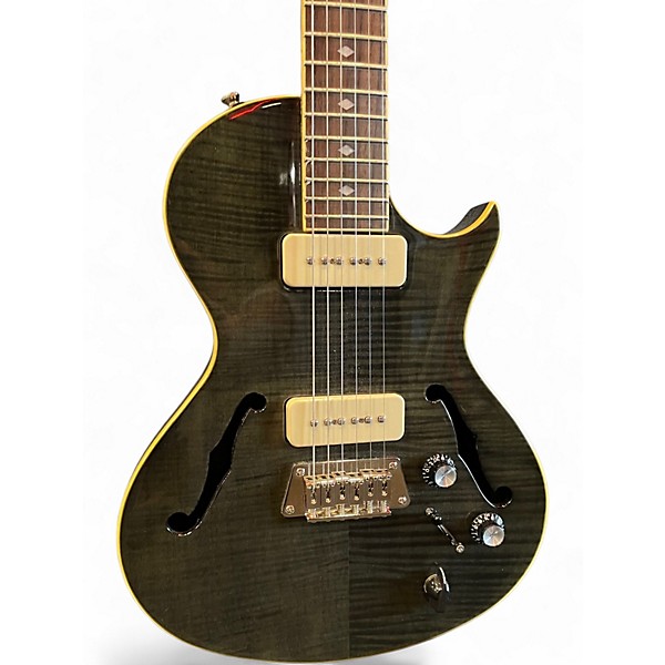 Used Epiphone BluesHawk Deluxe Trans Black Hollow Body Electric Guitar