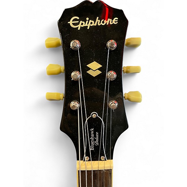 Used Epiphone BluesHawk Deluxe Trans Black Hollow Body Electric Guitar