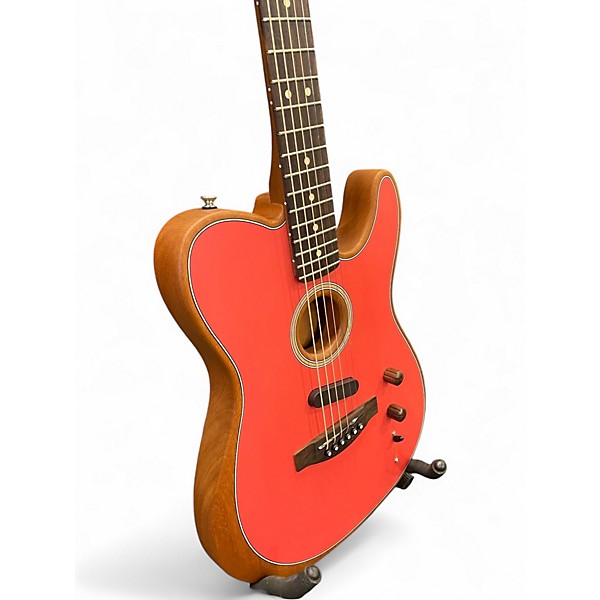 Used Fender Acoustasonic Player Telecaster Fiesta Red Acoustic Electric Guitar
