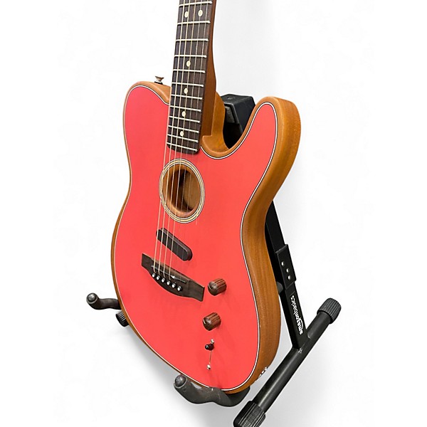 Used Fender Acoustasonic Player Telecaster Fiesta Red Acoustic Electric Guitar