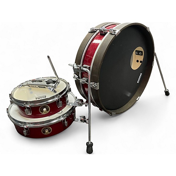Used TAMA 3 Piece Club Jam Pancake Red Sparkle Drum Kit