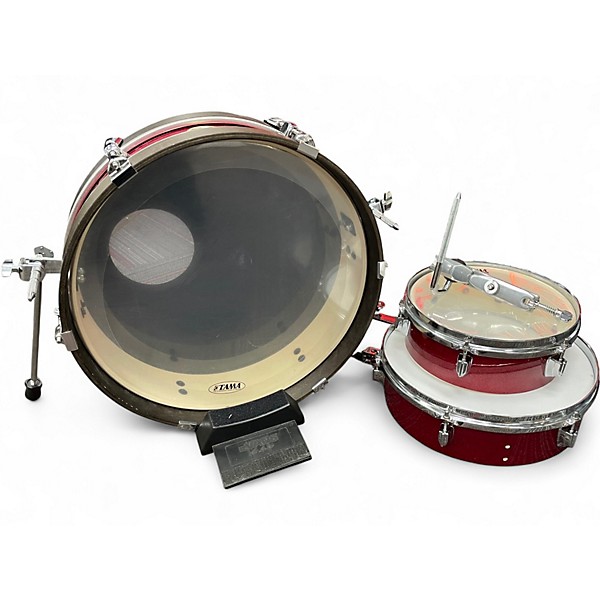 Used TAMA 3 Piece Club Jam Pancake Red Sparkle Drum Kit