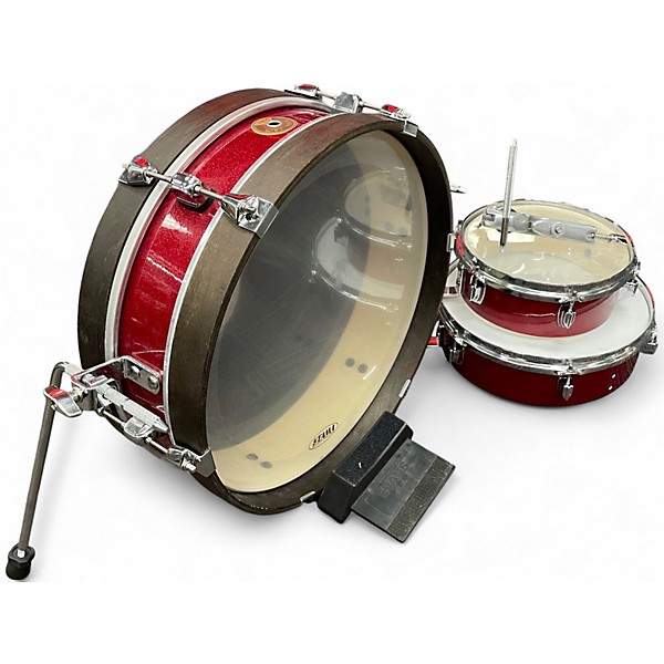 Used TAMA 3 Piece Club Jam Pancake Red Sparkle Drum Kit