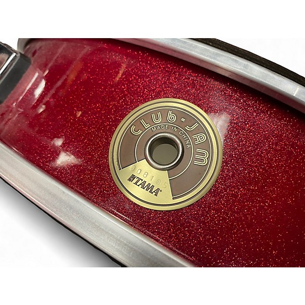 Used TAMA 3 Piece Club Jam Pancake Red Sparkle Drum Kit