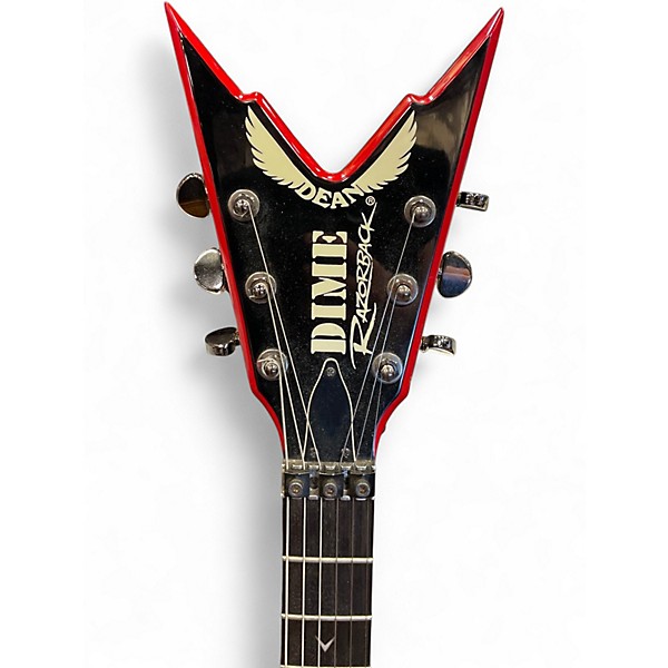 Used Dean Dime Razorback V black and red Solid Body Electric Guitar