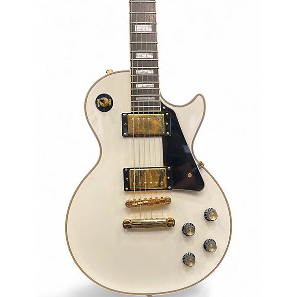 Used 2020 Epiphone Les Paul Custom White Solid Body Electric Guitar