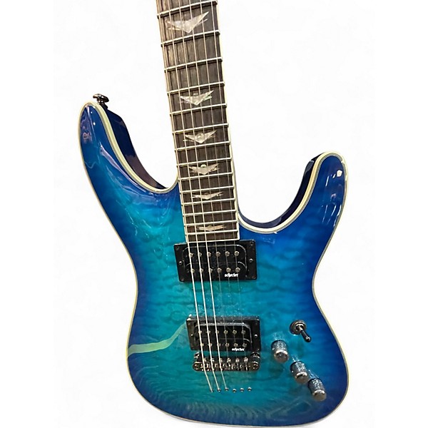 Used Schecter Guitar Research Omen Extreme 6 Blue Burst Solid Body Electric Guitar