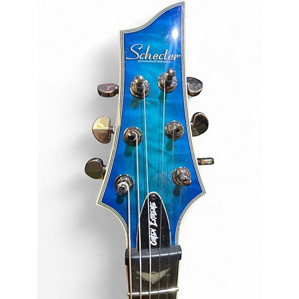 Used Schecter Guitar Research Omen Extreme 6 Blue Burst Solid Body Electric Guitar