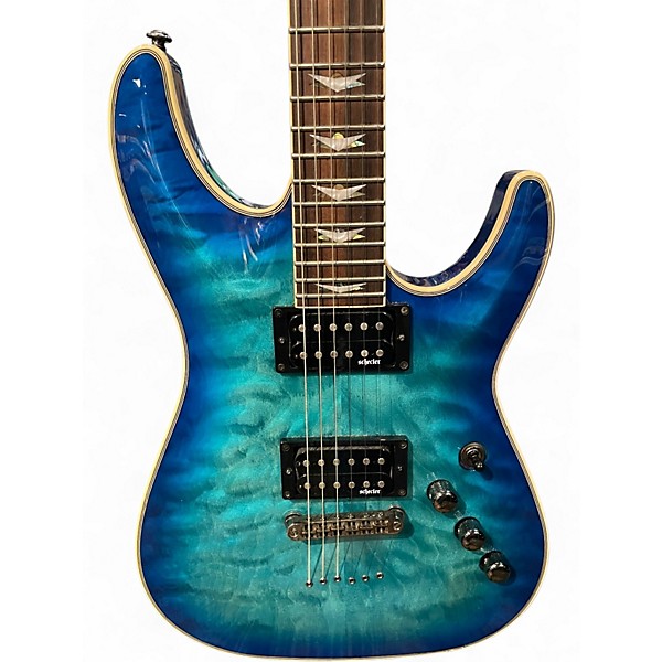 Used Schecter Guitar Research Omen Extreme 6 Blue Solid Body Electric Guitar