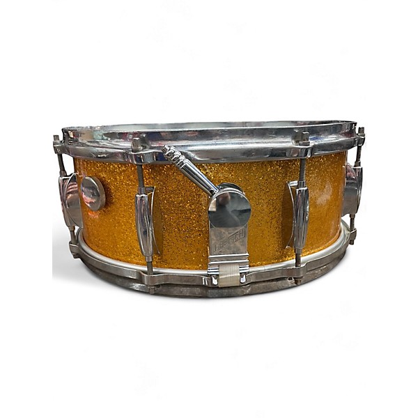 Used Gretsch Drums 14X5.5 Vintage Round Badge Progressive Jazz Snare Gold Sparkle Drum