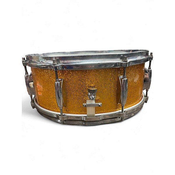 Used Gretsch Drums 14X5.5 Vintage Round Badge Progressive Jazz Snare Gold Sparkle Drum