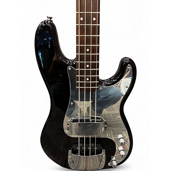 Used Squier Precision Bass Black and Silver Electric Bass Guitar