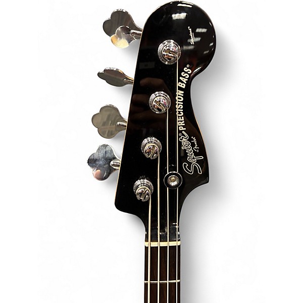 Used Squier Precision Bass Black and Silver Electric Bass Guitar