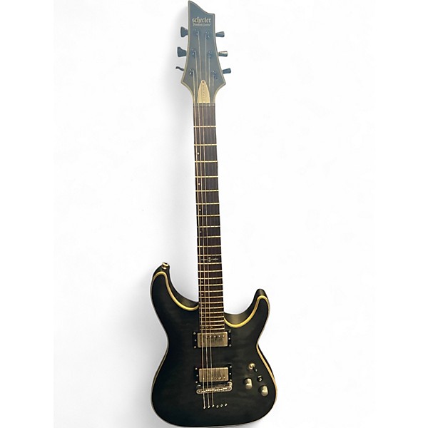 Used Schecter Guitar Research C1 Platinum Trans Black Solid Body Electric Guitar