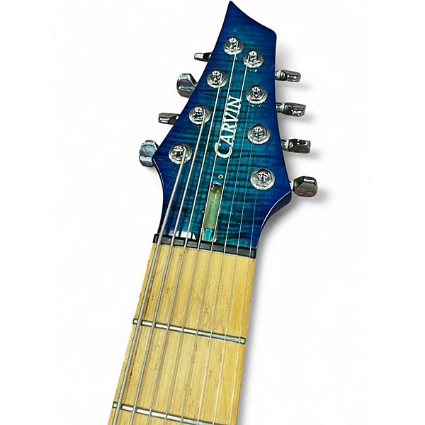 Used Carvin DC800 8 String Trans Blue Solid Body Electric Guitar
