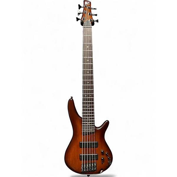 Used Ibanez SR506A 6 String Mahogany Brown Burst Low Gloss Electric Bass Guitar