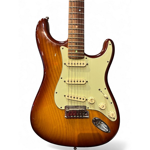 Used Fender American Deluxe Stratocaster Trans Amber Burst Solid Body Electric Guitar