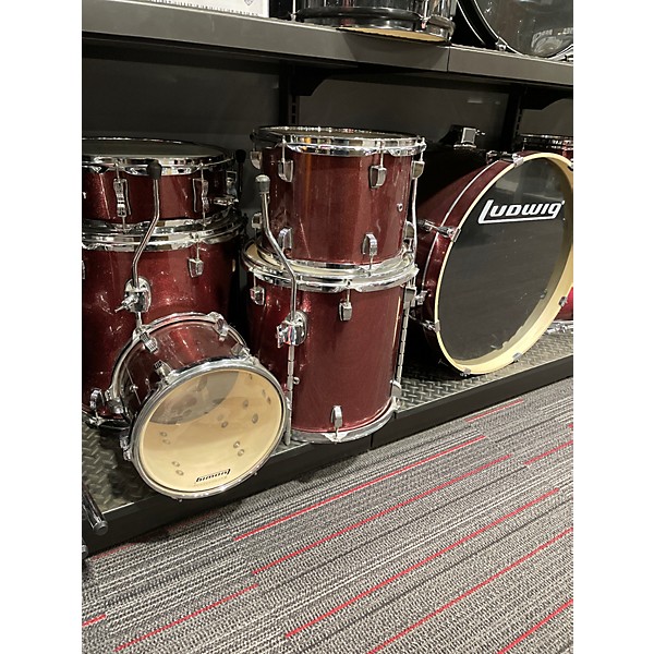 Used Ludwig 6 Piece Element Evolution Wine Red Drum Kit